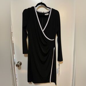 Calvin Klein tailored mock wrap dress.
